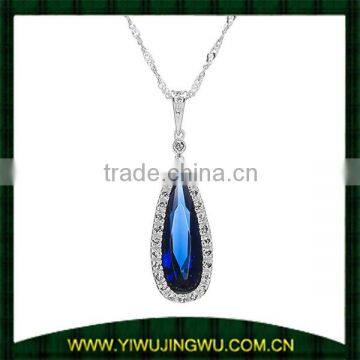 Bridal Necklace Avana's Faux Sapphire Pear Drop silver necklace