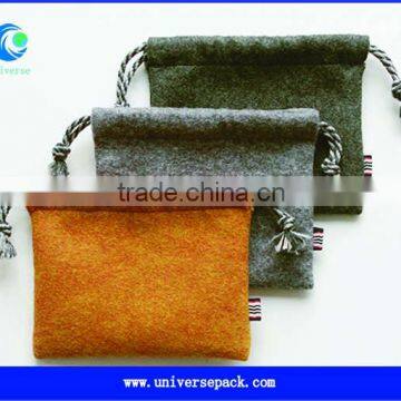 Custom desing drawstring felt pouch bag for grocessry