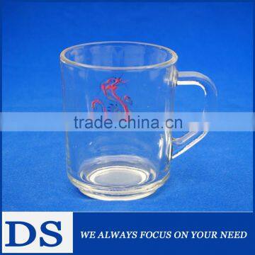 High Quality Transparent White Color Glass Mug With Decal for Beer