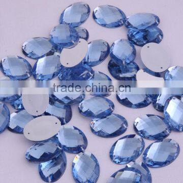 Fancy DIY Stitching Stones 18x25mm Oval Shape Sew On Acrylic Stones With Double Holes Shpaed Plastic Beads With Holes