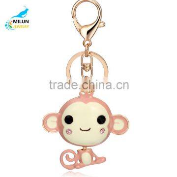 New Arrival Novelty Metal Monkey Key Chain Flannelette Monkey Keychain