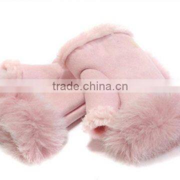 Fashion Knitted Wool Blend Fox Fur Gloves