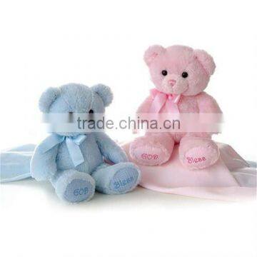 blue and pink color teddy bear