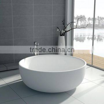 Round cheap price composite freestanding resin stone solid surface bathtub
