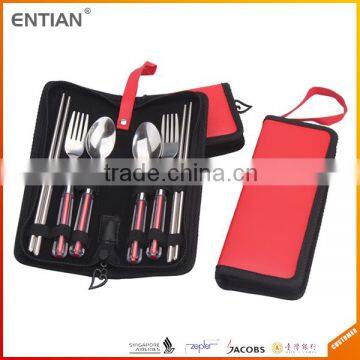 promotion gift travel cutlery set, wholesale plastic cutlery, chopsticks spoon fork set