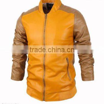 New winter men's leather jacket coat Yellow