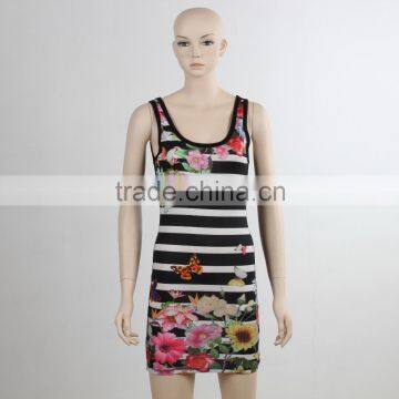 F5S15037 Women Stripe Printing Stringer Long Tank Top