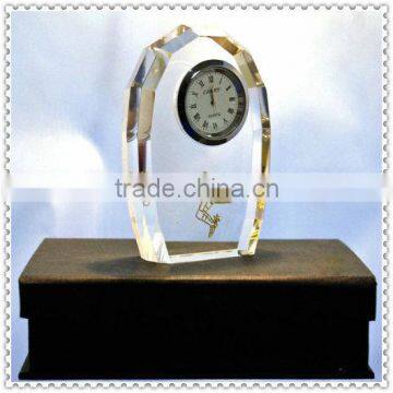 Faceted Clear Crystal Table Clock For Business Gifts