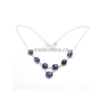 Natural Amethyst 18 Sterling Silver Necklace