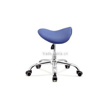 Fabric Blue Saddle Salon Stool Beauty Spa Medical Chair Facial Tattoo Rubber Wheel