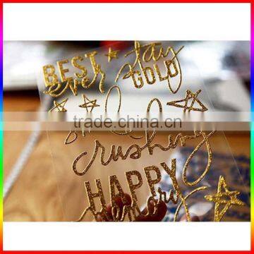 Writting Words Gold and Blue Glitter Powder Sticker photo-3