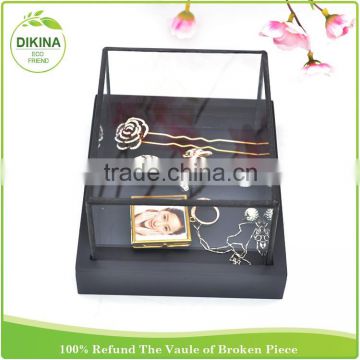 glass tealight holder packaging metall thin case with Lid, Vintage Shabby clear picture frames for silver gold black box