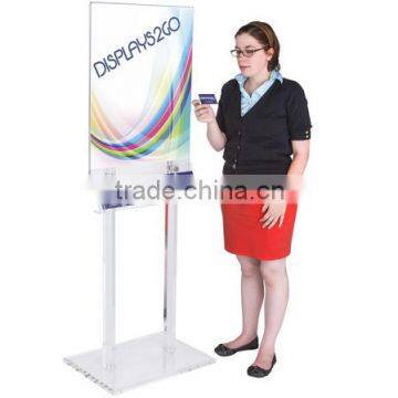 22" x 28" Poster Stand with 10-Pocket Business Card Holder - Clear