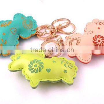 Fashion pu leather sheep keychain wholesale