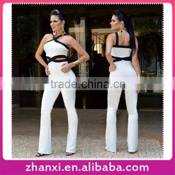 Wholesale sexy girl sleeveless long one piece suit woman bodycon skin tight jumpsuits