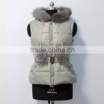 2015 dowm vest with fox fur hood for ladys DV02