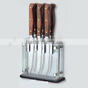 5pcs pakka handle kitchen knives wtih acrylic block