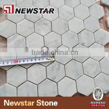 Newstar Hexagon Carrara White Marble mosaic tile