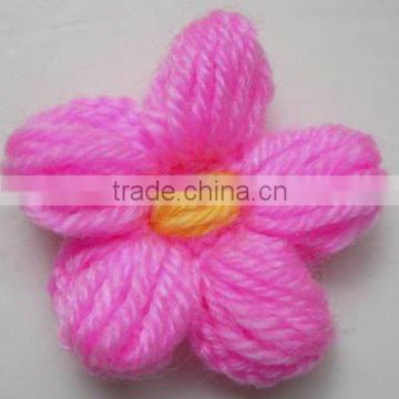 Pink thread Crochet flower applique