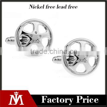 Novelty silver jewelry cooper steering wheel cufflinks