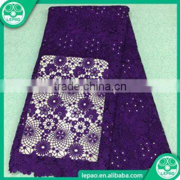 100% Polyester Teal Nigerian Cord Lace Wholesale Stock Fabric, Embroidered High Quality Cupion Lace Fabric for Women photo-4