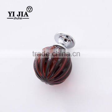 1 7/9 Inch Honey Amber Pumpkin Shape Brass Base Glass Pull Knobs photo-4