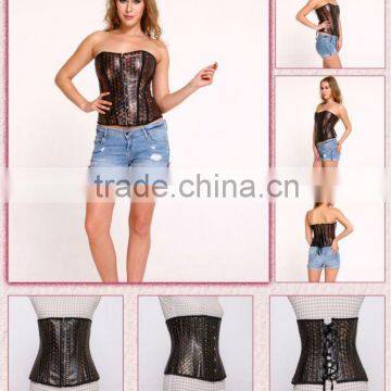 sexy fullbust leather corset skull heads corset and bustier