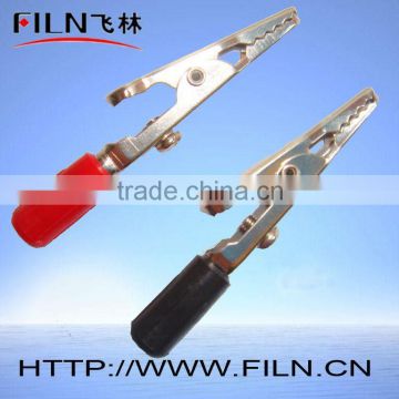 50mm single battery nickel plated iron crocodile clip with wire