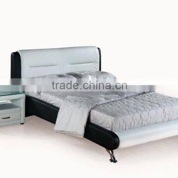 hot sale modern bedroom furniture wooden frame bed faux leather bed with crystal