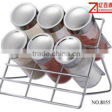 salt and pepper set with metal rack for kitchenware