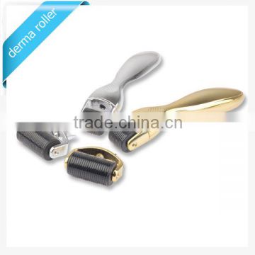 Skin derma roller golden/ sliver 600 pins metal DRS micro derma roller for hair loss treatment