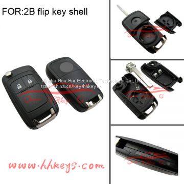 Chevrolet Cruze 2 Buttons Flip Key Shell With HU100 Blade With Round Logo photo-5