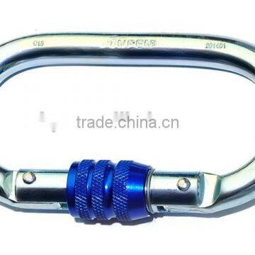 Oval Screwgate locking Safety Steel Carabiner with EN 362, EN 12275 for Climbing Height work/ Mountain Rescue