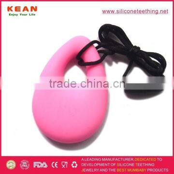 Food Grade Chewable Teething Necklace Silver Gemstone Pendant photo-2