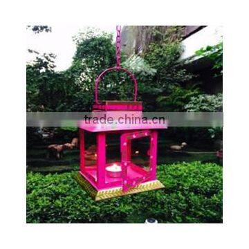 Lantern With Mtaching Hanging Chain In Pink