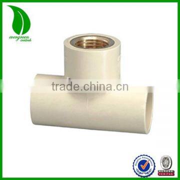 Plastic ASTM D2846 CPVC Hose fittings Female Brass thread Tee