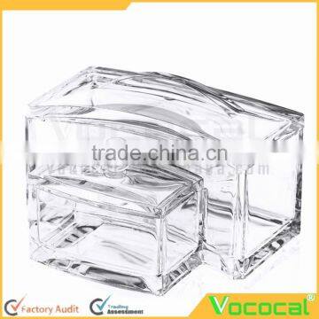 1 Set of 2 PCS Compartments Clear Acrylic Cotton Swabs Pads Cosmetics Storage Holder Organizer Box Container With Lid photo-3