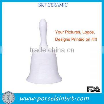 White Porcelain Hand Bell with Your Design