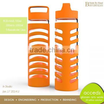 Colorful Silicone Holders Protected Glass 300ml Soft Drink Bottle