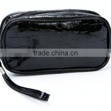 Black Store More Smooth Leather Cosmetic Case Bags With Nylon Zipper photo-2