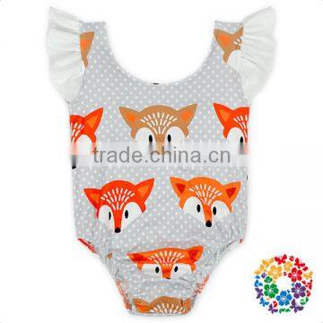 NewbornBaby Fashion Summer Jumpsuit Clothing Cute Animal Fox Printing Ruffle Lace Romper