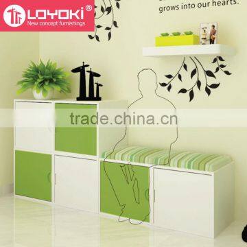 Colorful DIY Assembly Wood Cabinet MDF Stackable Cube Organizer Cube Storage Home Wood Furniture 2 Tier Storage Boxes photo-3