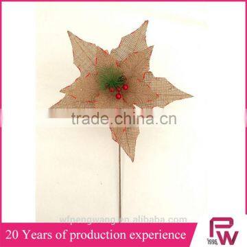 Cheap Price Linen Poinsettia Christmas Decorations photo-6