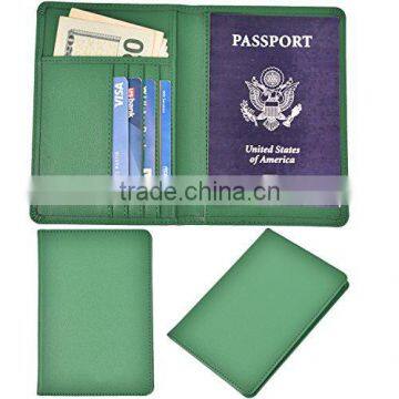 RFID Passport Holder, Cowhide Leather RFID Blocking Passport Case Cover Holder photo-2