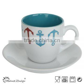 Traditional European Style Tea Sets/Colored Bulk Ceramic Porcelain Tea Coffee Cup And Saucer photo-5