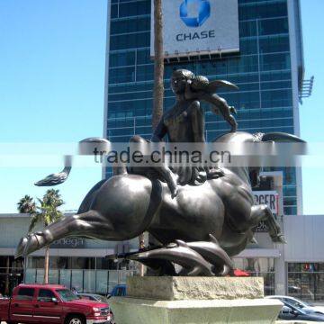 Large Outdoor Bronze Bull Sculpture Nude Woman Bronze Sculpture photo-3