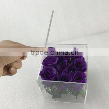 2017 Hot Sale Customized Clear Acrylic Rose Flower Box With Lid photo-2