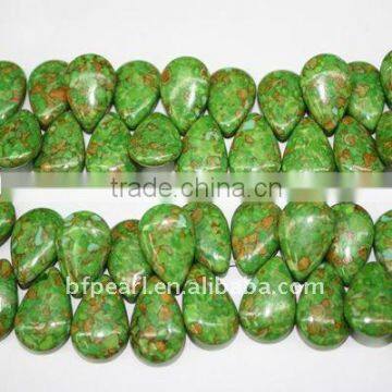 wholesale grass green water drop form loose turquoise strand