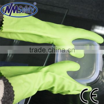 NMSAFETY pvc waterproof glove green long pvc household gloves