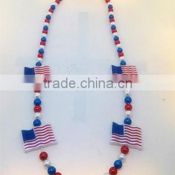 USA independence day popular LED flashing flag exquisite beads necklace